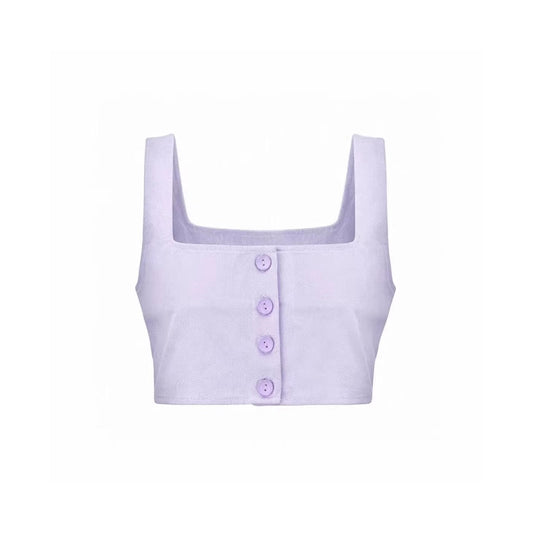 Three Quarters Button Top Vest Purple