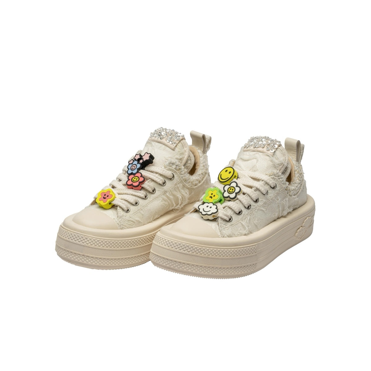 Foreshadow DIY Flower Patch Tweed Sneaker White