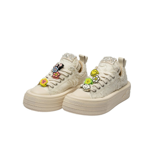 Foreshadow DIY Flower Patch Tweed Sneaker White