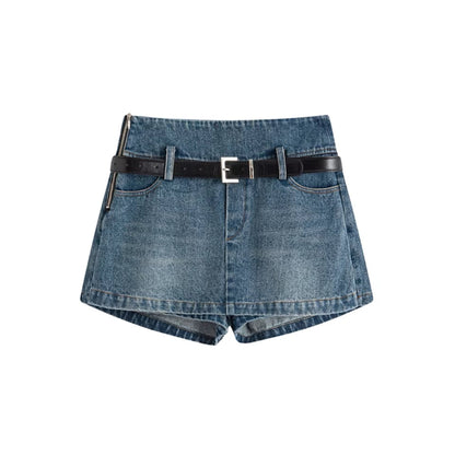 Marc Moore A-Line Denim Skirt Shorts Blue