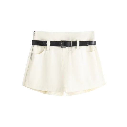 Marc Moore A-Line Denim Skirt Shorts White