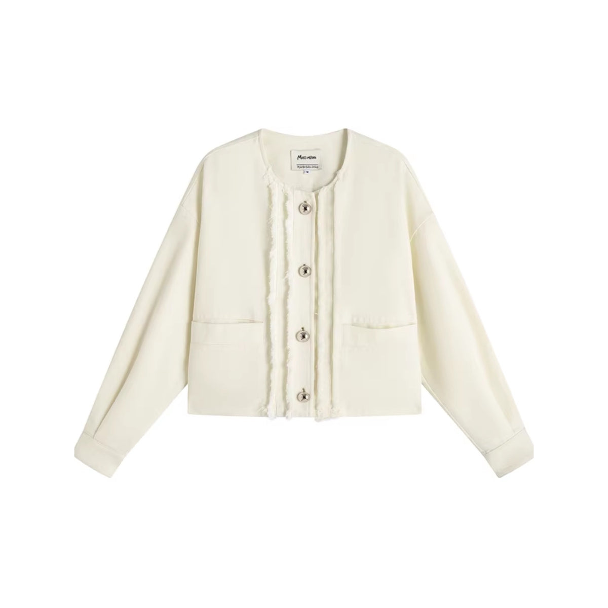 Marc Moore Raw Edge Metal Button Jacket White