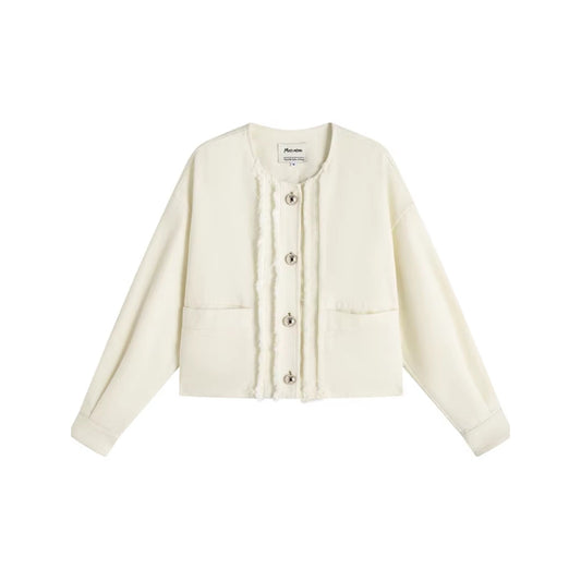 Marc Moore Raw Edge Metal Button Jacket White