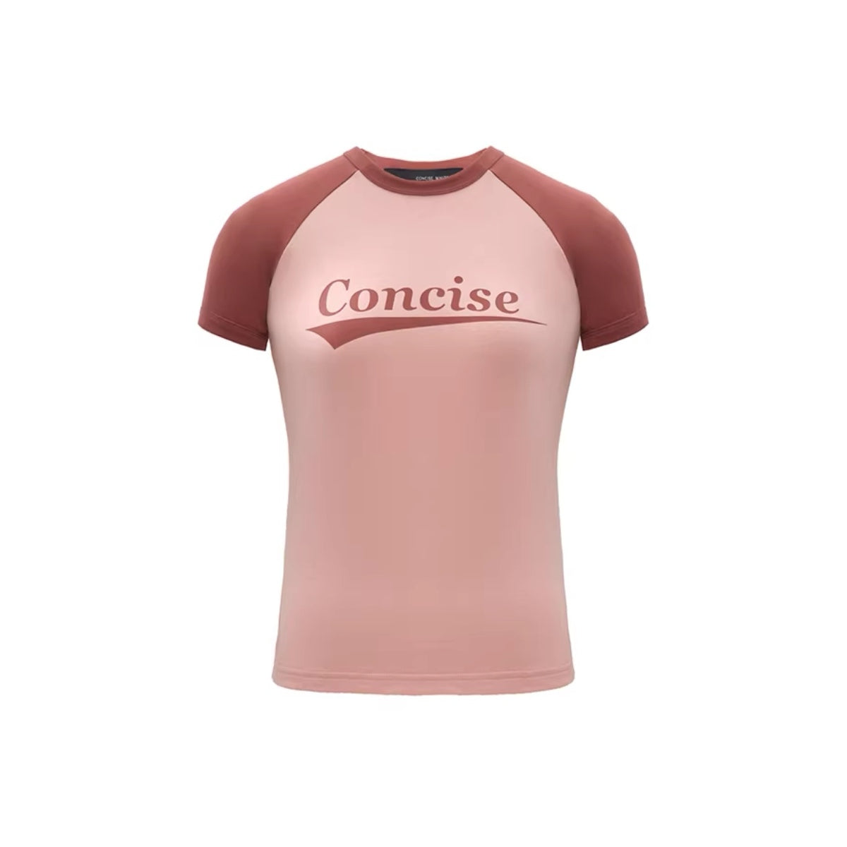 Concise White Printed Logo Slim Raglan Tee Pink