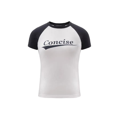 Concise White Printed Logo Slim Raglan Tee White