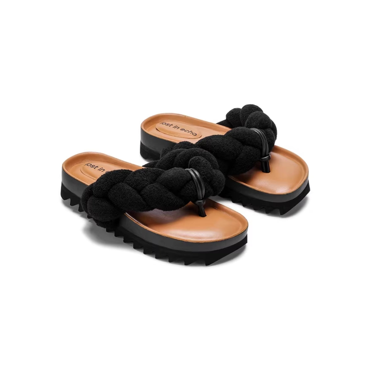 Lost In Echo Twist Heel Flip Flops Black