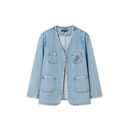 SomeSowe Logo Embroidery Washed Jacket Blue