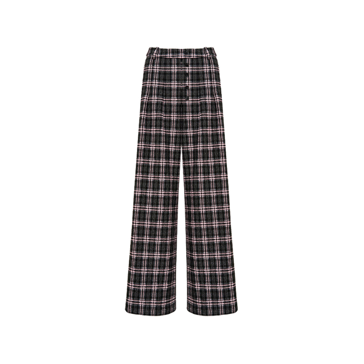 Kroche Plaid Long Breasted Wide-Leg Tweed Pants