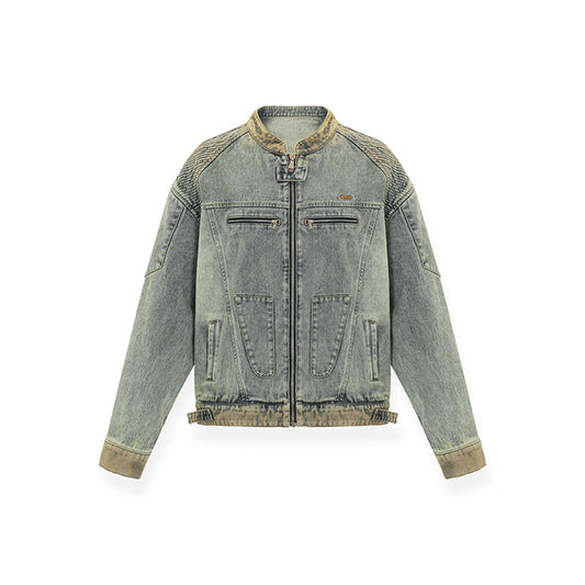 NAWS Distressed Washed Silhouette Denim Jacket