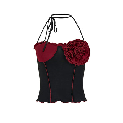 Via Pitti 3D Rose Flower Halter Slip Vest