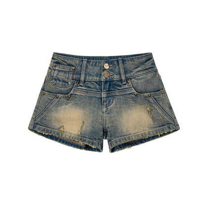 Via Pitti Washed Denim Mini Shorts