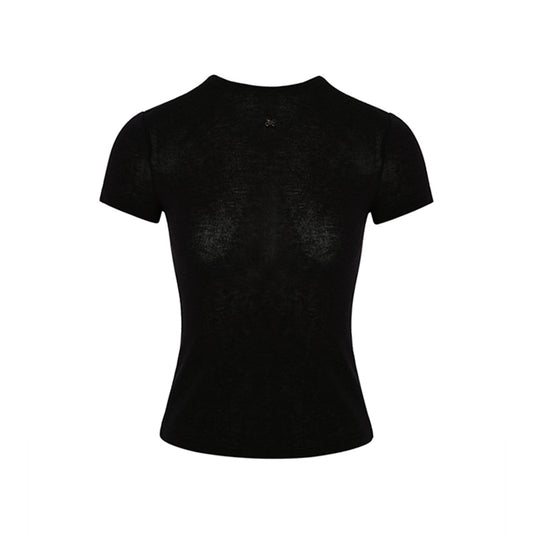 Liilou Transparent Slim Fit Top Black