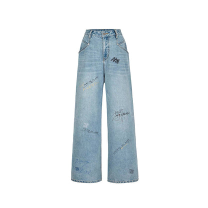 NotAwear Graffiti High Waist Wide-Leg Jeans