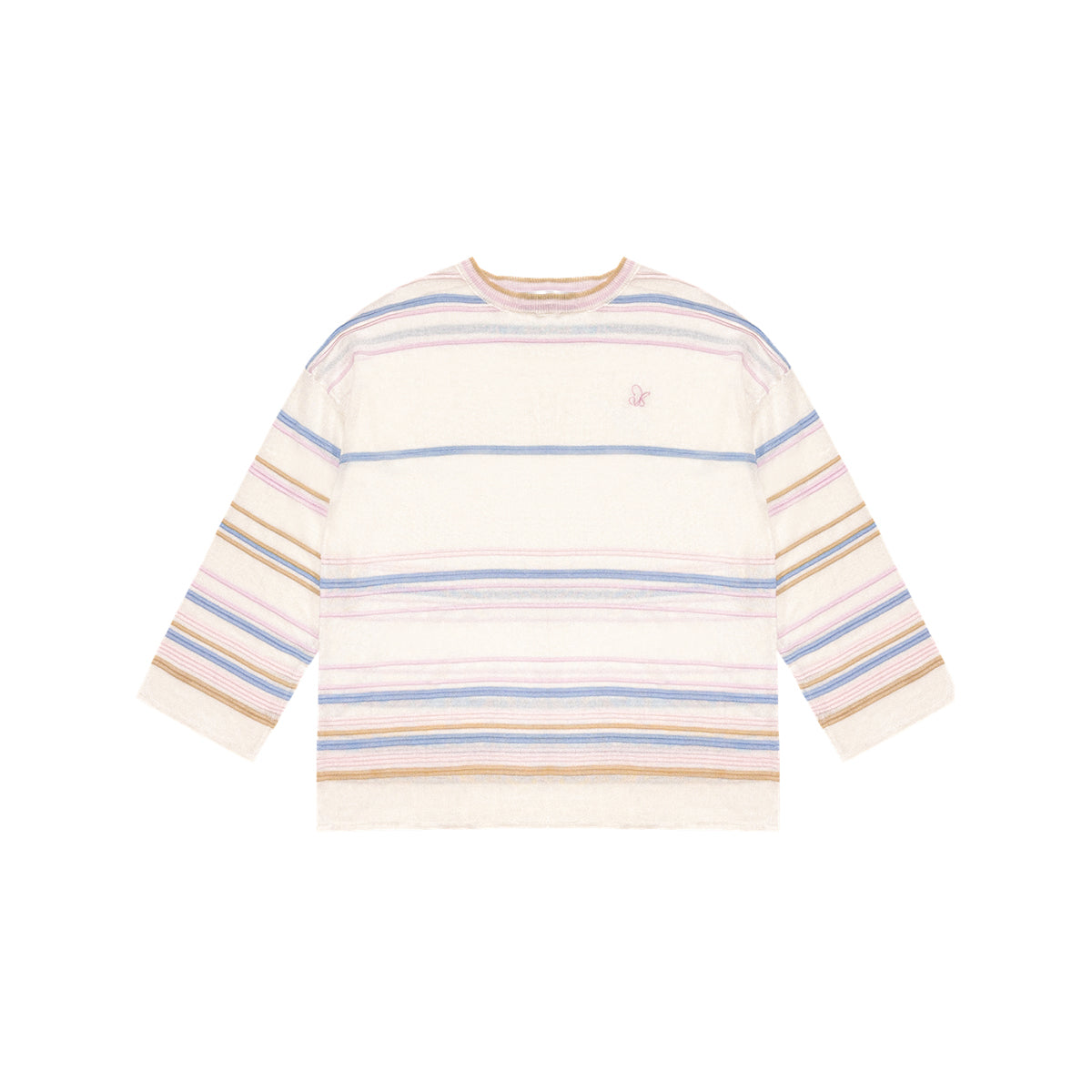 AsGony 3D Colorful Striped Casual L/S T-Shirt