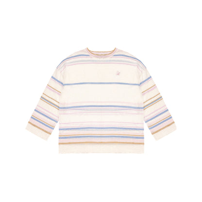 AsGony 3D Colorful Striped Casual L/S T-Shirt