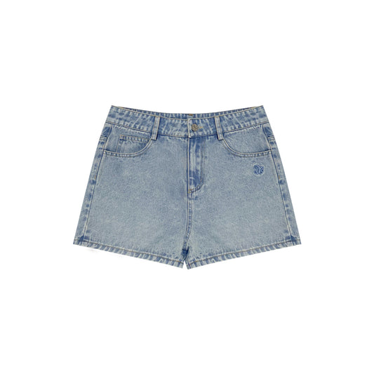 AsGony Bow Tie Embroidered Denim Shorts