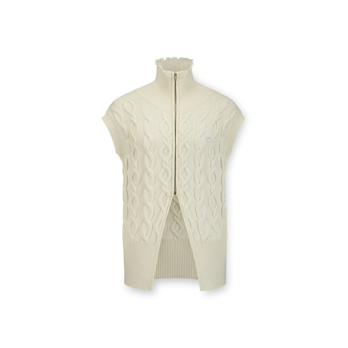 NotAwear Twisted Knit Zipper Vest White