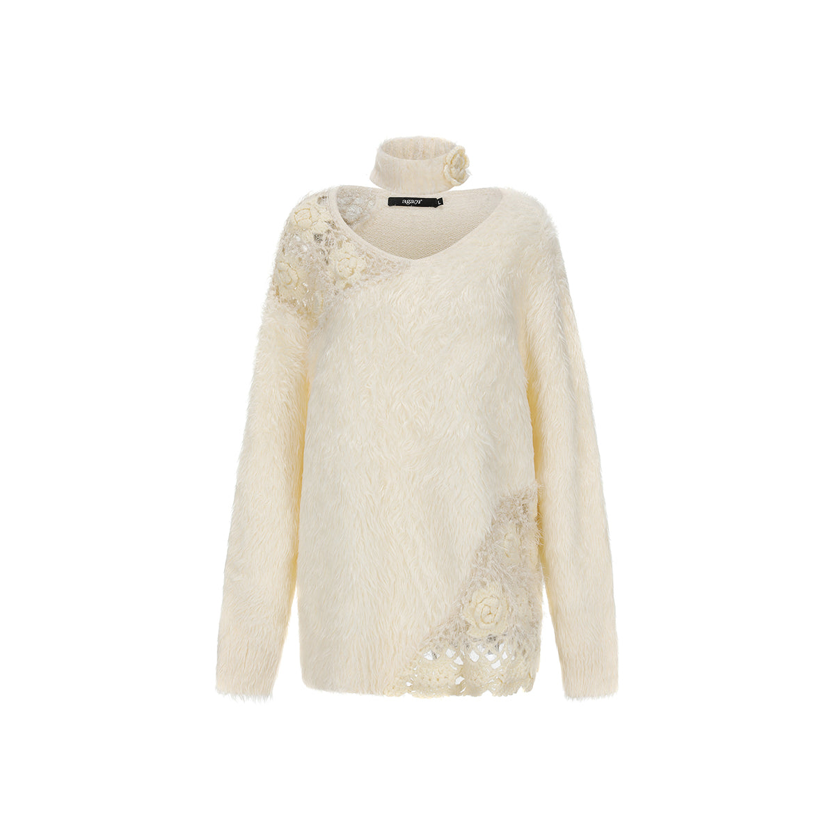 AGAM Super Soft V-Neck Crochet Sweater