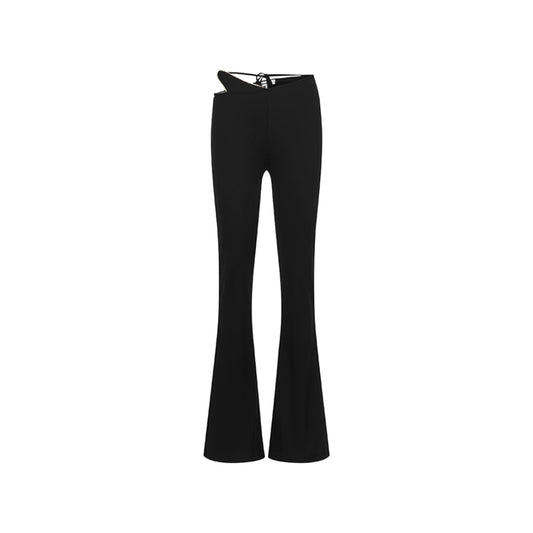 Sheer Luck Hollow Cutting Rhinestone Slim Flare Pants