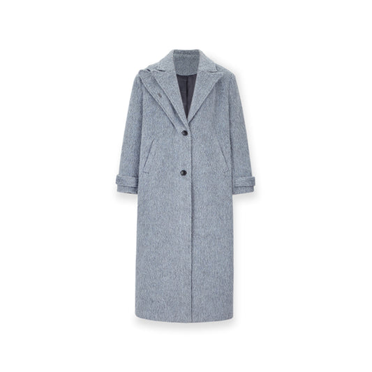 NotAwear Double Collar Oversize Silver Thread Woolen Coat Grey