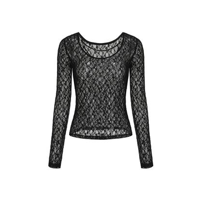 AGAM Lace Mesh L/S Top Black