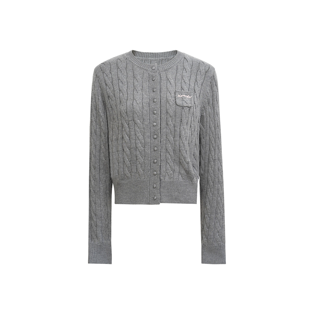 Kroche Twist Texture Woolen Cardigan Gray