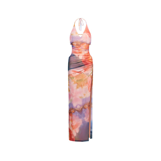 Sheer Luck Hollow Cutting Split Sling Dress