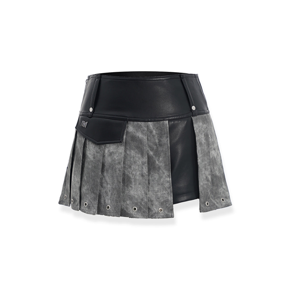 NotAwear Leather Patchwork Pleated Skirt