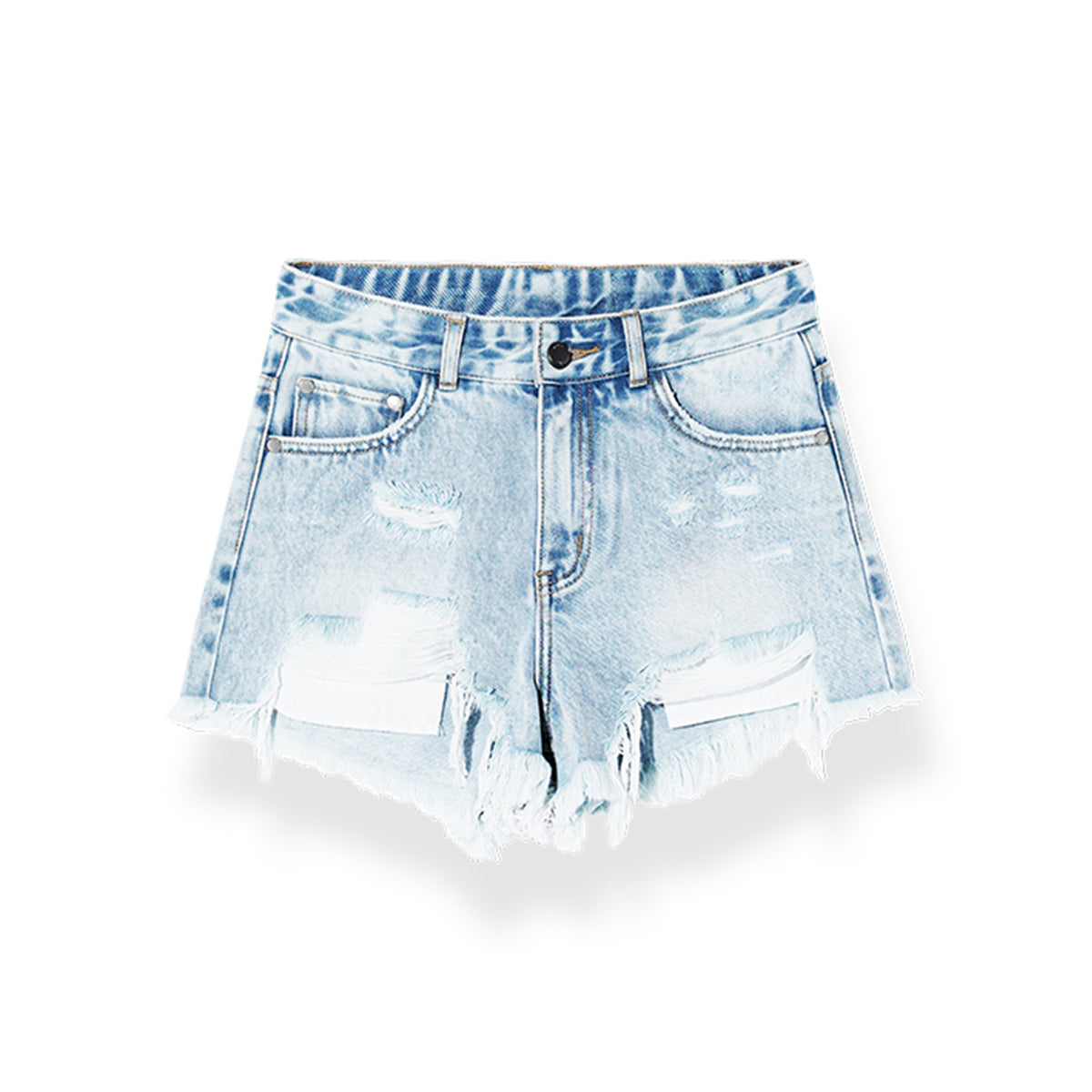 NAWS Irregular A-line Raw Edge Denim Shorts