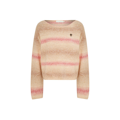 Kroche Gradient Off-Shoulder Woolen Sweater