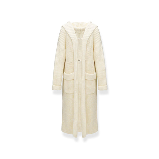 NotAwear Thickened Creamy Hooded Oversized Cardigan