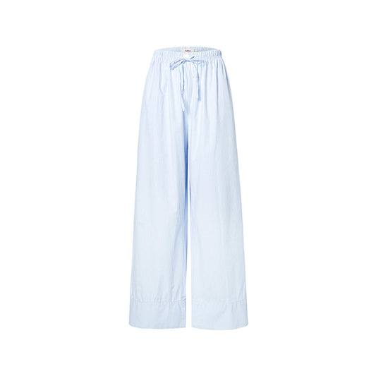 Liilou Vertical Striped Wide-Leg Casual Pants Blue