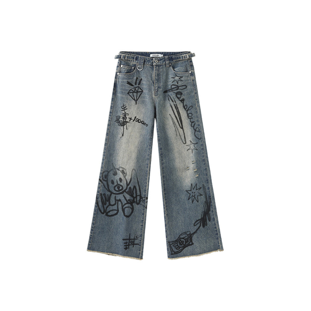 Fordare Bear Graffiti Oversized Jeans