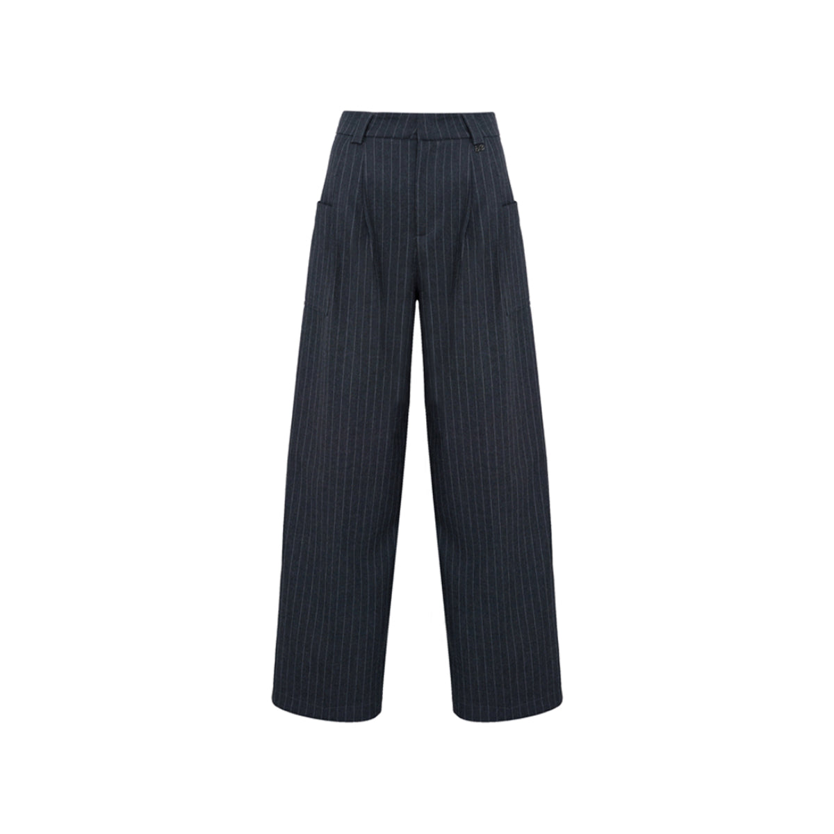 Liilou Striped High Waist Wide Leg Suit Pants Dark Grey