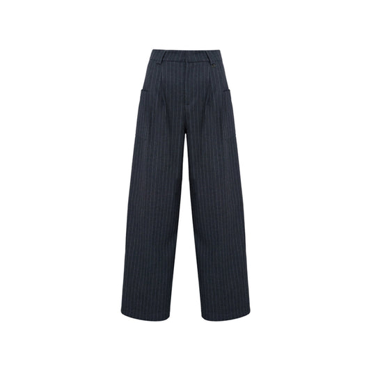 Liilou Striped High Waist Wide Leg Suit Pants Dark Grey