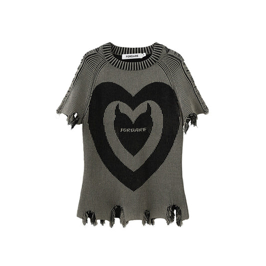 Fordare Destroy Devil Heart Knit Top