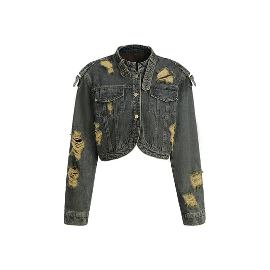 Via Pitti Destroyed Washed Denim Jacket