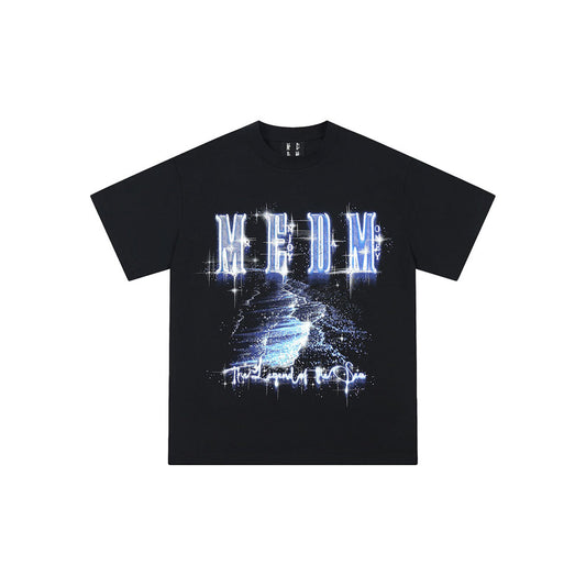 MEDM Printed Blue Logo Tee Black