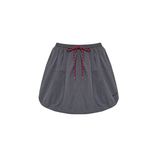 AsGony High Waist Drawstring Cargo Skirt Gray