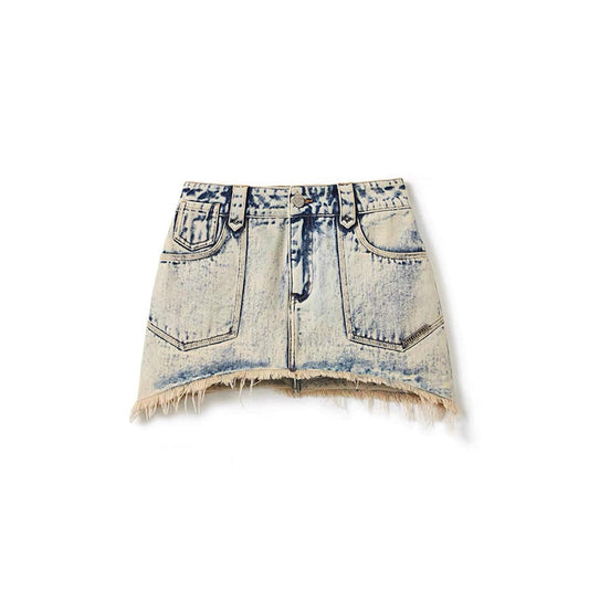 NotAwear Destroyed Edges Faded Denim Skirt