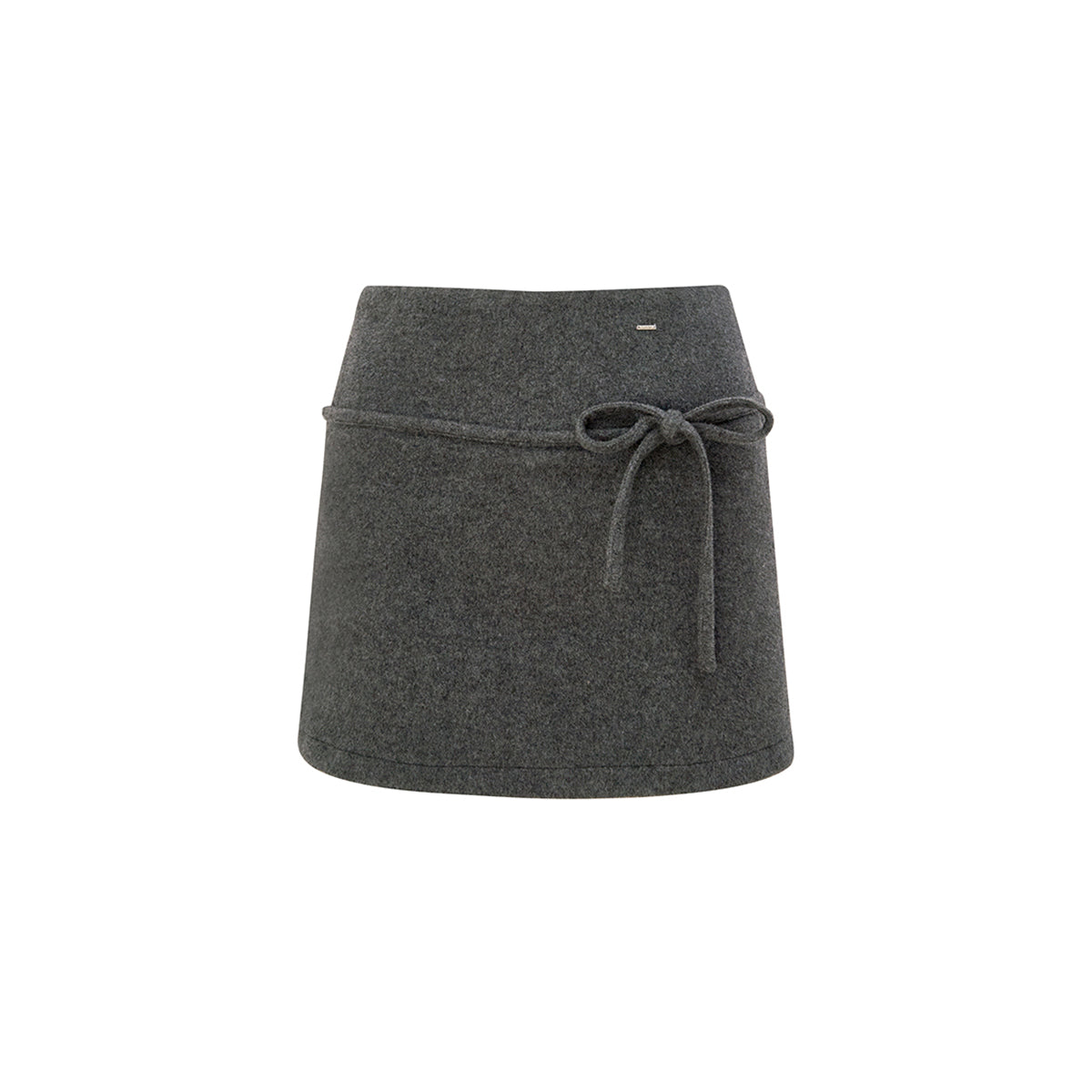 Kroche Bow Woolen Tweed A-Line Skirt Gray