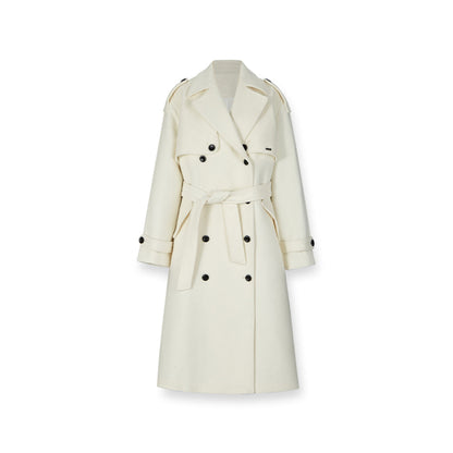 NotAwear Double-Breasted Woolen Long Coat White