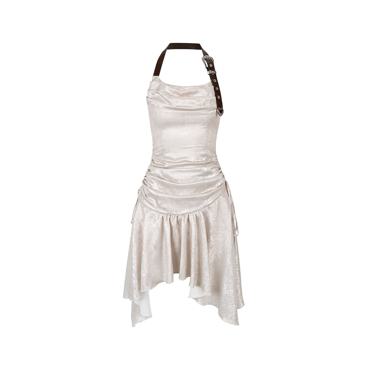 Via Pitti Leather Shoulder Strap Drawstring Dress