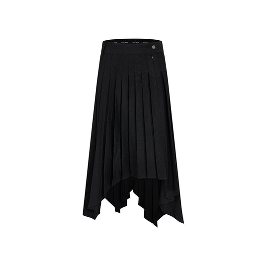 Anno Mundi Irregular Mid-Length Pleated Skirt Black