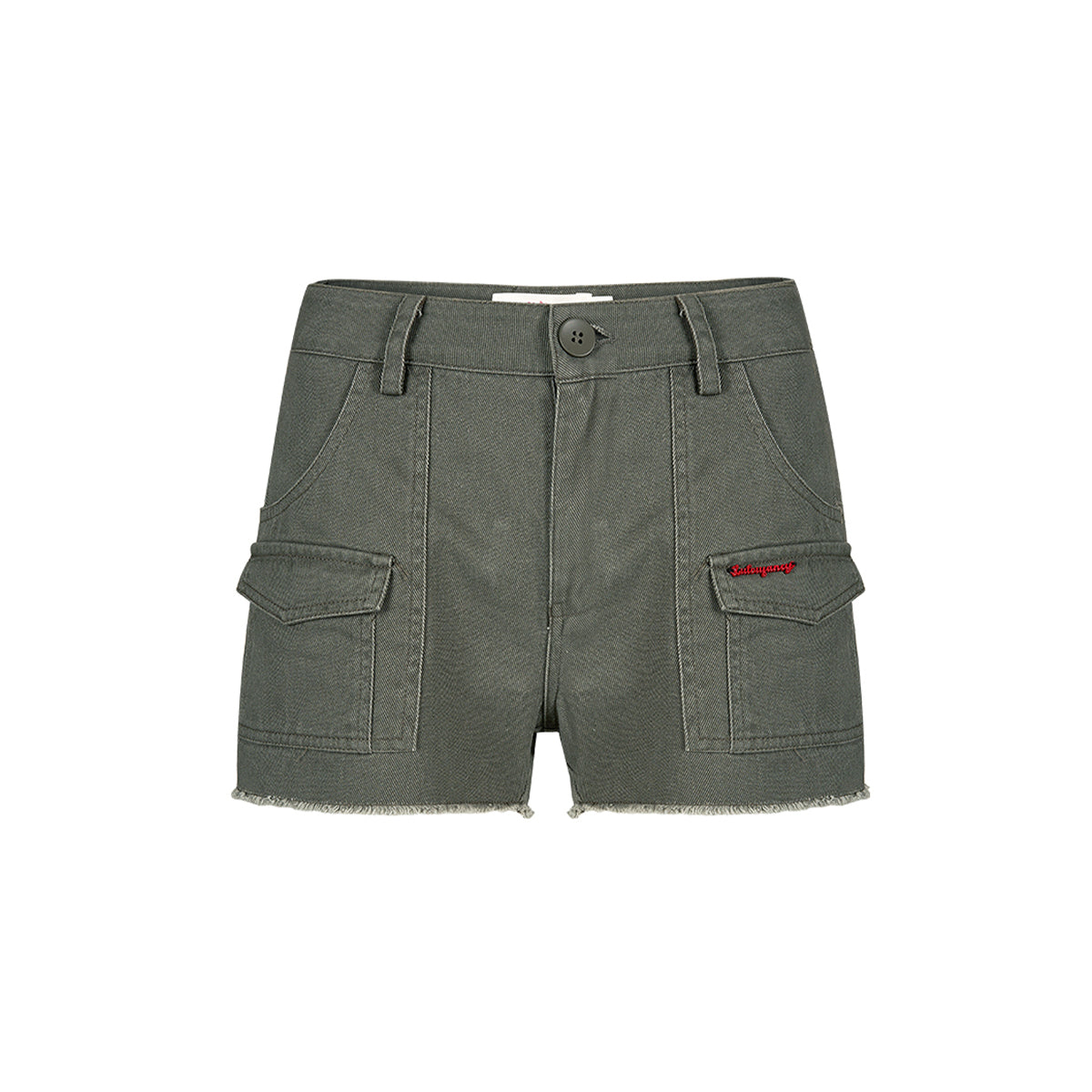 Liilou Cargo Denim Shorts Olive Green