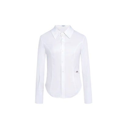 Three Quarters Logo Slim Fit Poplin Shirt White