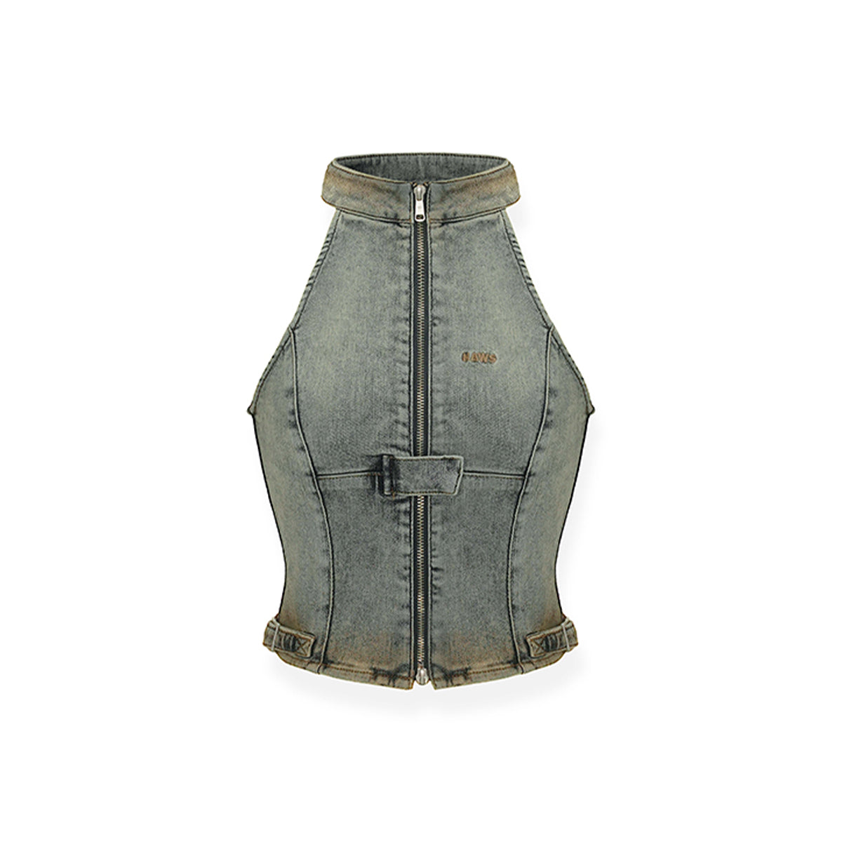 NAWS Distressed Sleeveless Halter Denim Vest