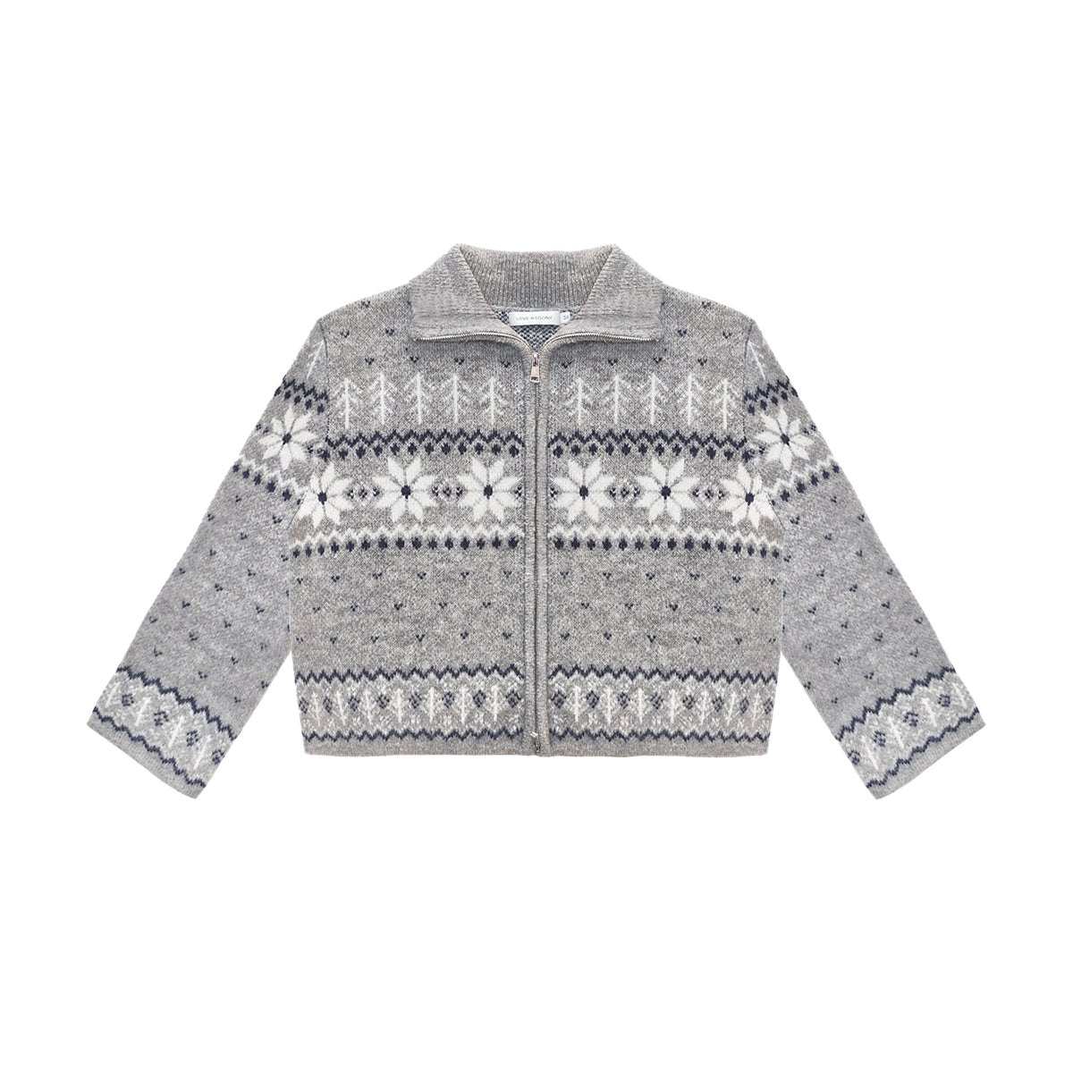 AsGony Fair Isle Retro Woolen Short Cardigan