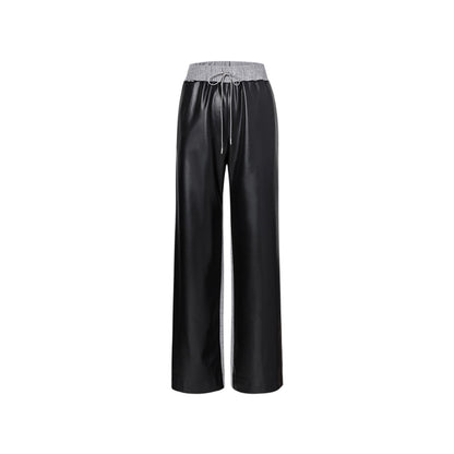 Cottia Color Blocked Leather Knit Patchwork Pants