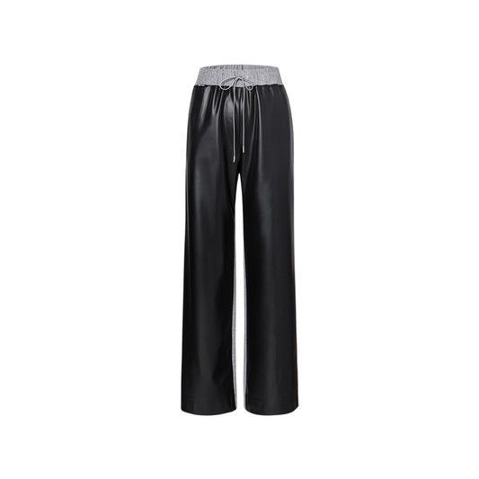 Cottia Color Blocked Leather Knit Patchwork Pants